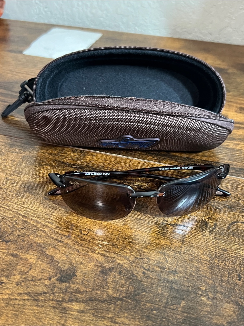 Maui Jim Brown Rimless Sunglasses with Brown Zip Case
